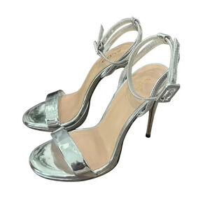 New ALDO Katelina Silver Metallic Strappy Heeled Sandal Heels Size 6 Party
